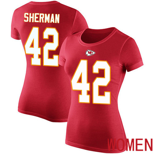 Women Kansas City Chiefs #42 Sherman Anthony Red Rush Pride Name and Number NFL T Shirt->women nfl jersey->Women Jersey